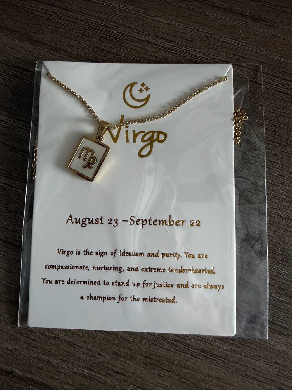 Virgo Zodiac Pendant Necklace in Gold